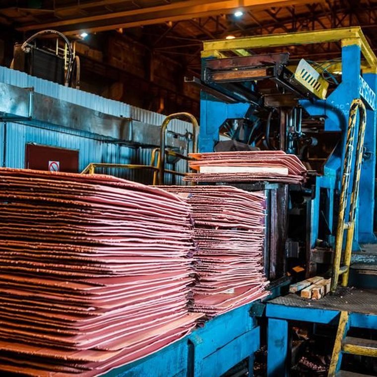 Copper cathodes at a refinery